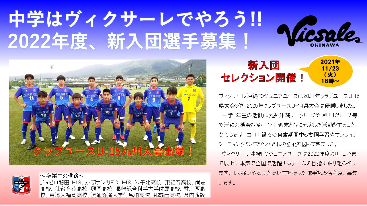 セレクション開催 Npo法人ヴィクサーレスポーツクラブ